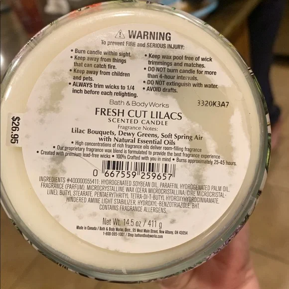 NEW…..Bath & Body Works 3-wick candle…Fresh Cut Lilacs Scented Candle - Picture 3 of 5